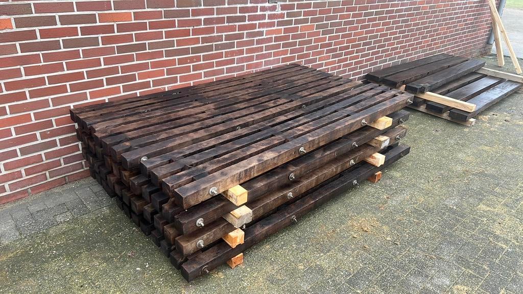Hardhout balken bongossi azobé houten omheining afrastering, Tuin en Terras, Palen, Balken en Planken, Ophalen, 180 tot 250 cm