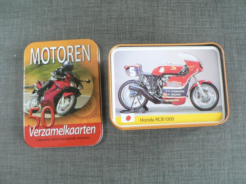MOTOR VERZAMELKAARTEN 50 STUKS IN BLIK LAVERDA BMW DUCATI, Ophalen of Verzenden, Gebruikt, Overige