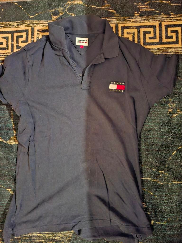 Tommy Jeans Polo Shirt - Donkerblauw - Maat L, Kleding | Heren, Polo's, Maat 52/54 (L), Tommy Jeans, Gedragen, Verzenden