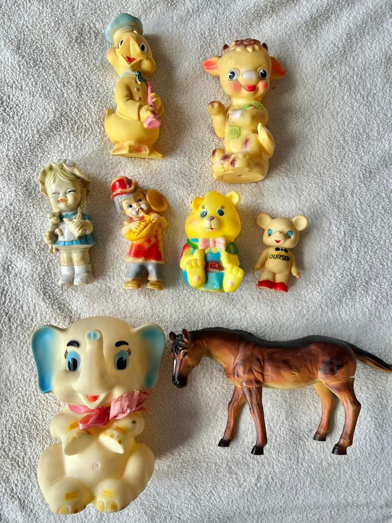 Vintage piep speelgoed,Ledraplastic rubberen piepbeestje, Ophalen of Verzenden