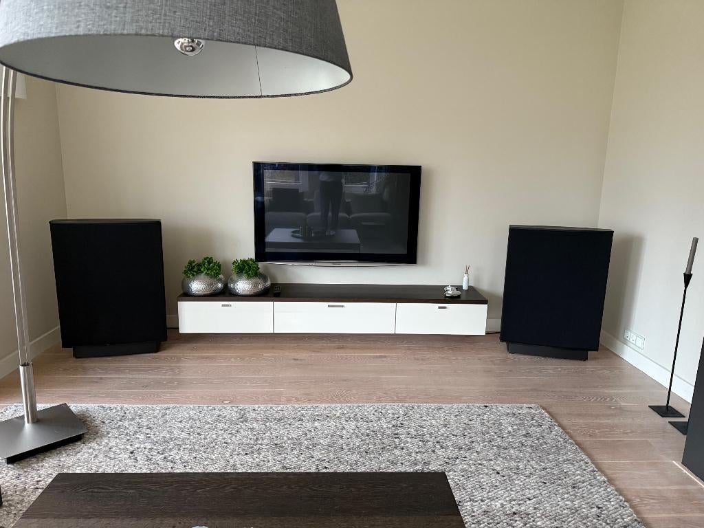 Quad ESL63 Electrostaat, Refurbished, 60 tot 120 watt, Front, Rear of Stereo speakers, Ophalen