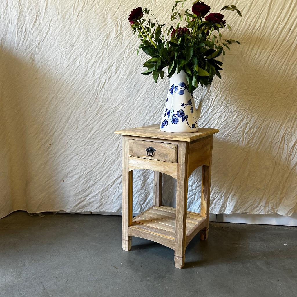 Ladekastje - massief teakhout - 1 lade - Bij TTM Wonen, TTM Wonen, Meubels – (Perzische) Tapijten en Woonaccessoires, Minder dan 50 cm