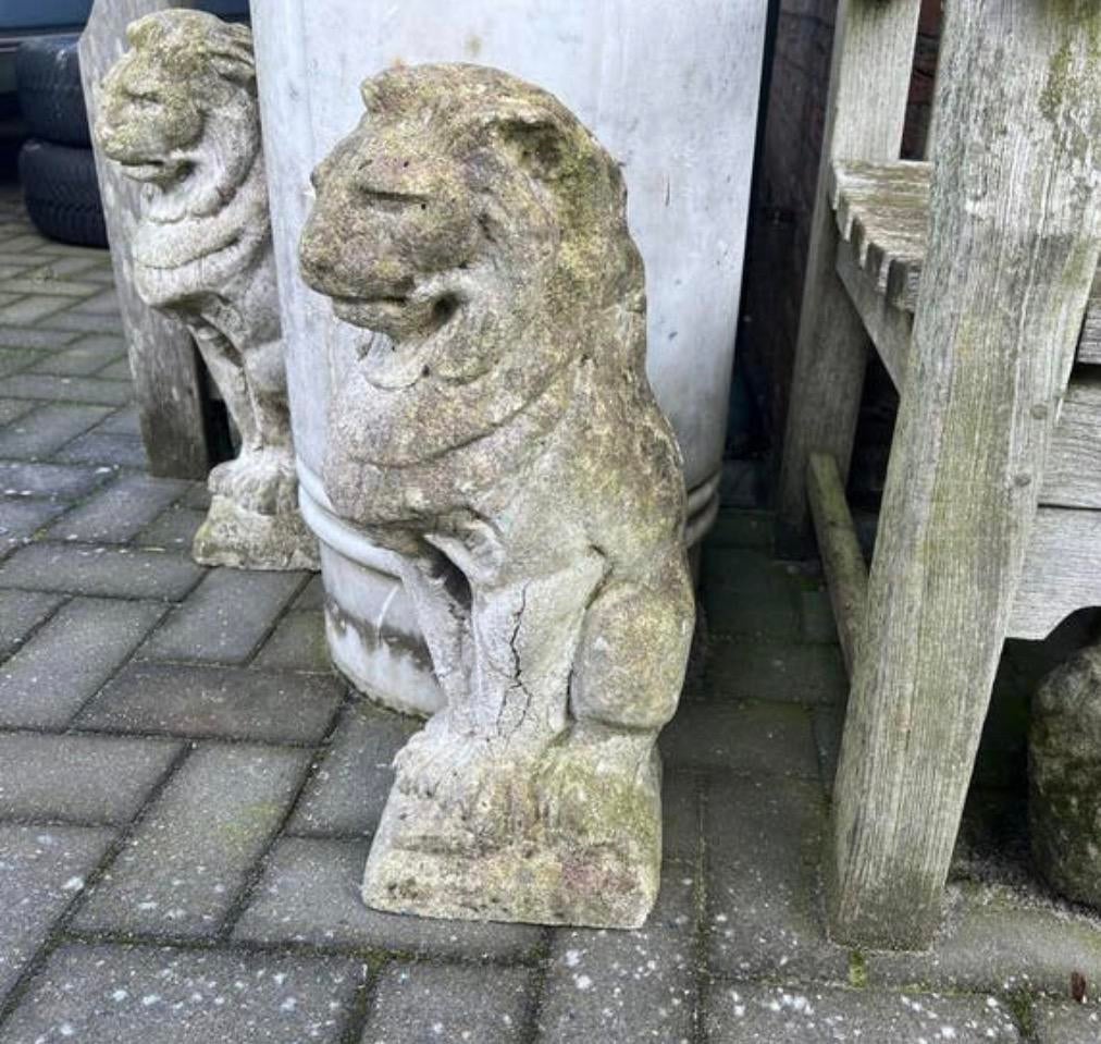 SET OUDE TUINBEELDEN “ Leeuwtjes”, Ophalen, Gebruikt, Overige typen