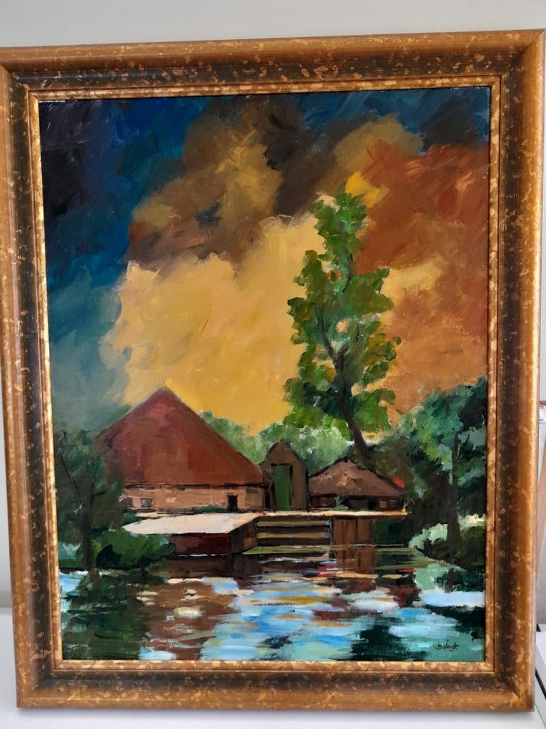 Schilderij Landschap van Bram Vegt, Ophalen of Verzenden