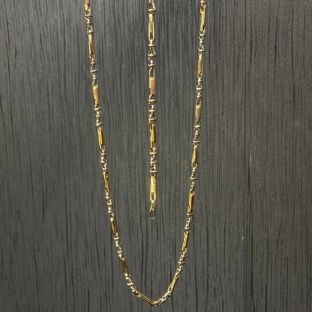 14k gouden monte carlo set armband+ketting, Ophalen of Verzenden, Zo goed als nieuw, Overige kleuren, Goud