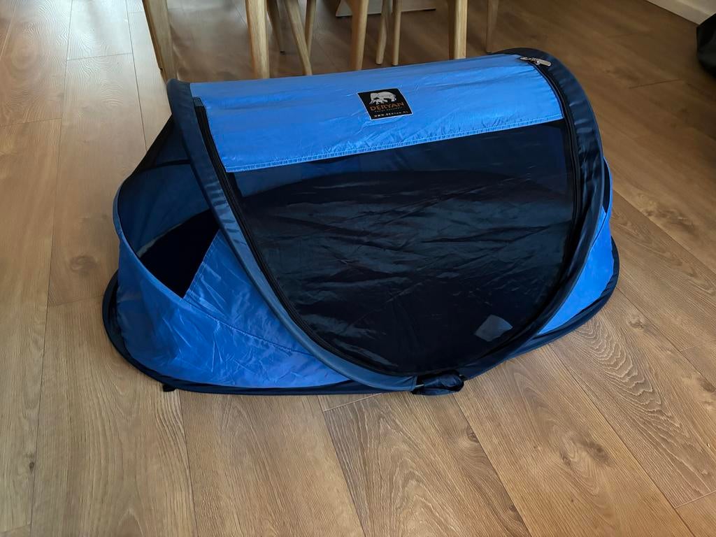 Deryan opvouwbare babybox/campingbedje donkerblauw, Ophalen of Verzenden, Gebruikt