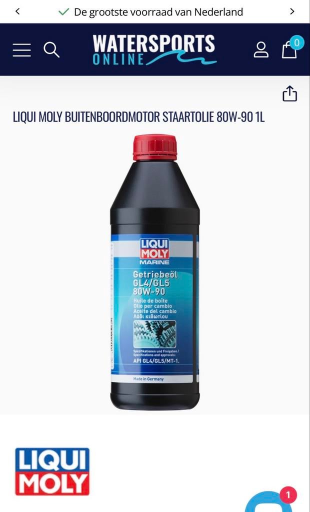 Staartolie buitenboordmotor 5x 1 liter GL4/GL5 80W-90, Watersport en Boten, Ophalen of Verzenden, Nieuw, Motor en Techniek