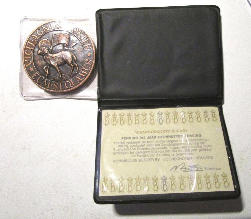 Hernhutters Penning 250 jarig bestaan(1982) Moravische kerk, Ophalen of Verzenden, Overige materialen