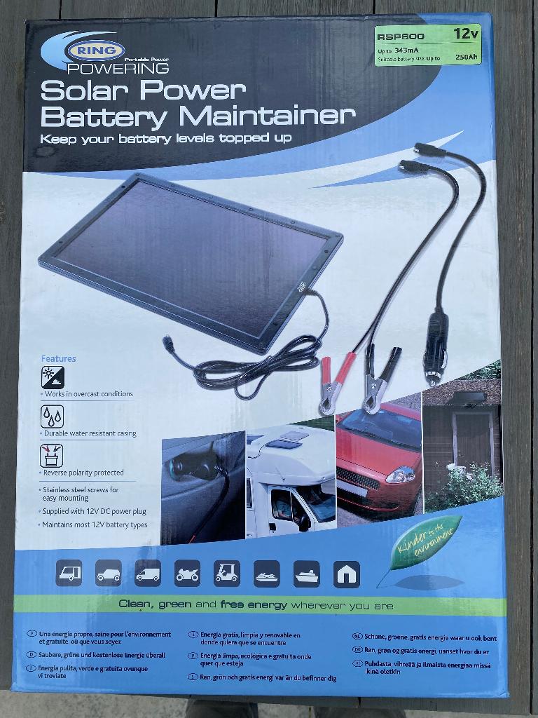 Solar ring acculader zonnepaneel druppellader 12V 6.0 Watt, Ophalen, Nieuw