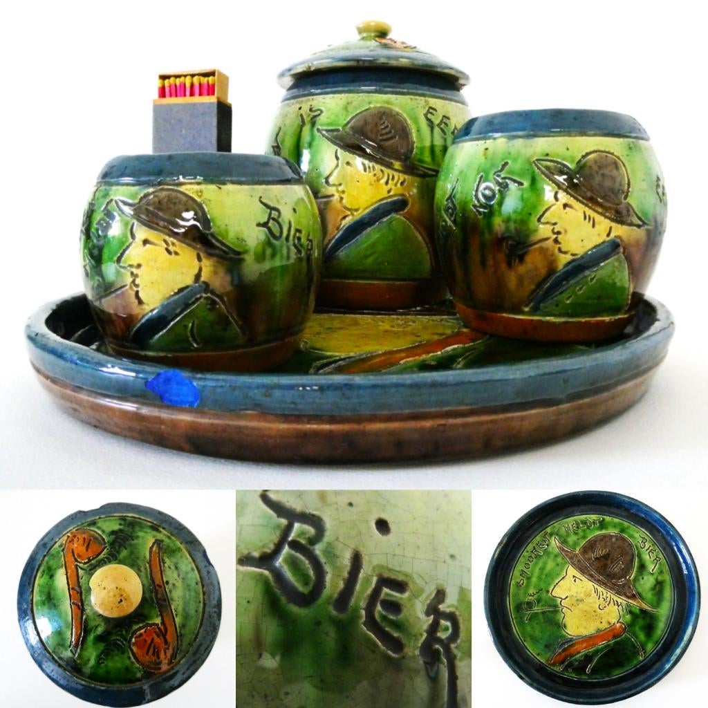 Vlaams rokersset Smooren Meldt Bier België tabakspot 5 delig, Ophalen of Verzenden