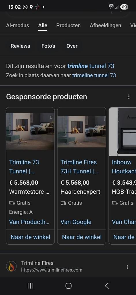 Trimline Tunnel 73 DB G30/31, Ophalen, Nieuw, Vrijstaande haard, Elektrische haard