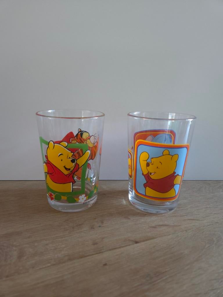 Vintage Winnie the Pooh Glazen - Disney, Ophalen of Verzenden, Winnie de Poeh of vrienden, Zo goed als nieuw, Servies
