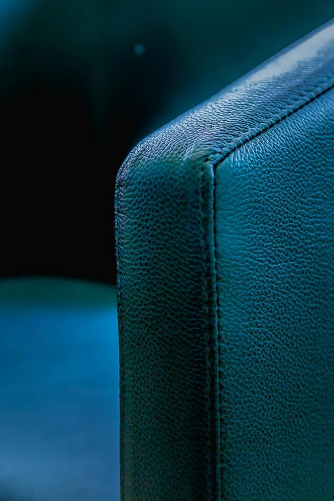 Minotti stoel, Ophalen, Gebruikt, Blauw, Leer