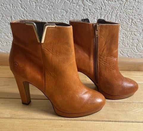 Bronx enkellaarzen maat 41 cognackleur echt leer hak 10,5 cm, Bronx, Bruin, Verzenden, Lage of Enkellaarzen