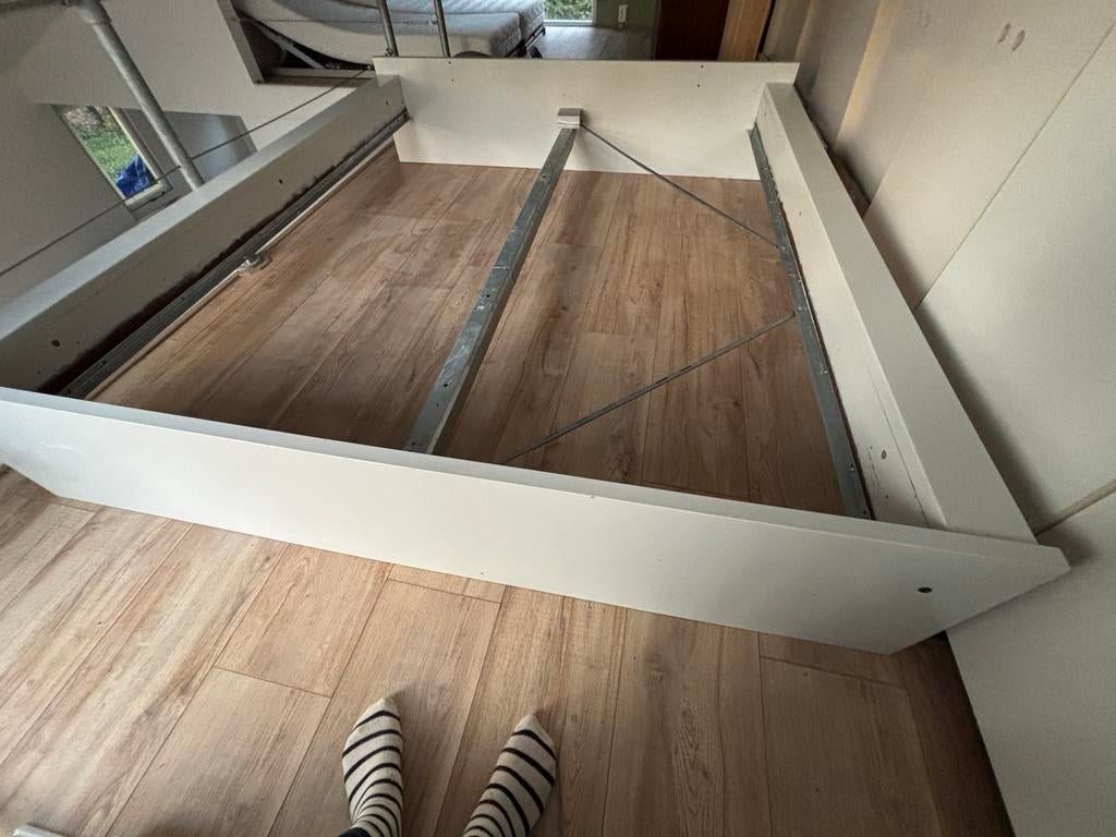 Tweepersoonsbed ombouw wit 160x200 cm, Gebruikt, Wit, Tweepersoons, Ophalen of Verzenden