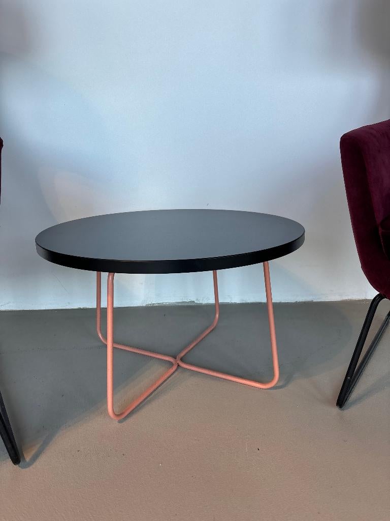Ronde Salontafel Zwart Metaal Hout Modern, Ophalen, 50 tot 100 cm, Overige materialen, Rond
