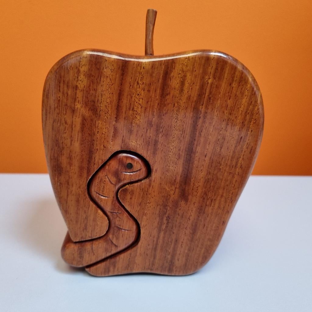 houten puzzel appel met verborgen sierradendoos, Ophalen of Verzenden