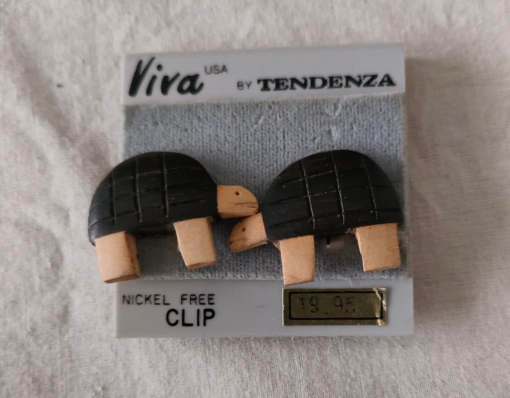 Vintage Viva houten schildpad Nickel free clips., Ophalen of Verzenden, Zo goed als nieuw, Bruin