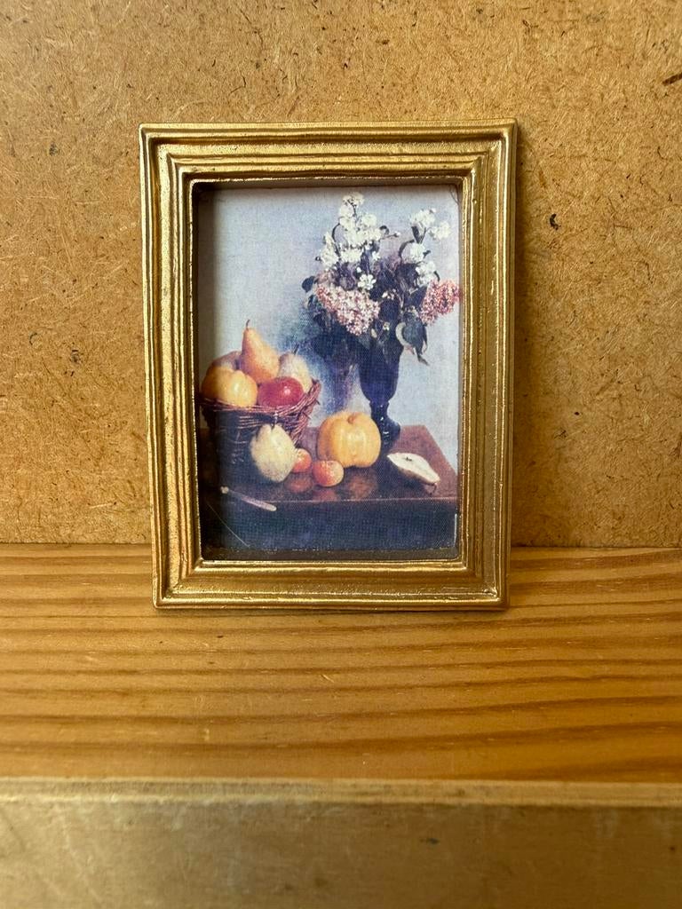 Lijst prent stil leven - 7.6x5.6cm - kunststof, Ophalen of Verzenden, Zo goed als nieuw, Poppenhuis