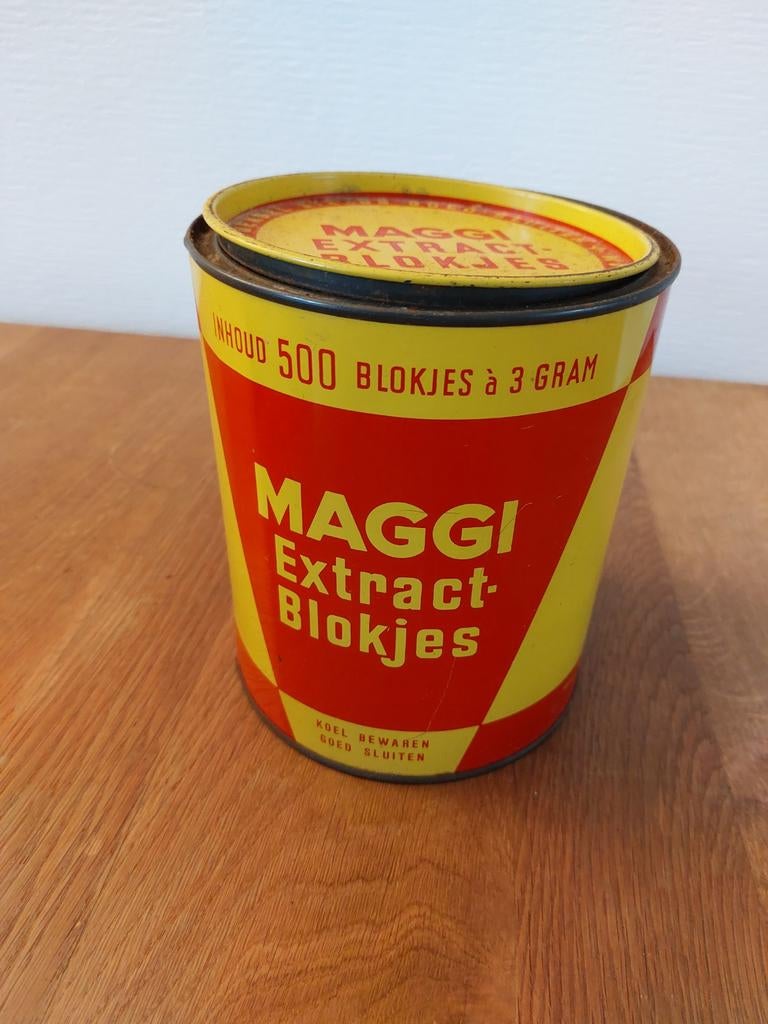 Vintage maggi blik, Verzamelen, Blikken, Ophalen, Gebruikt, Overige