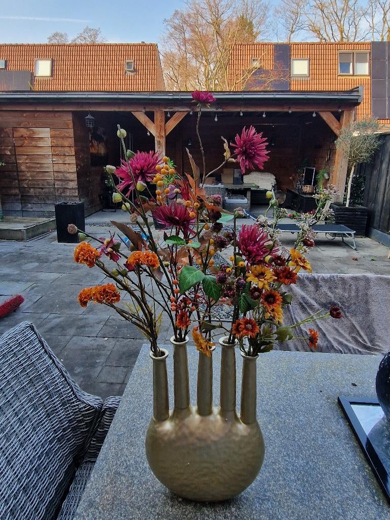 Mooie design vaas inclusief kunstbloemen, Ophalen, Overige kleuren, 50 tot 75 cm, Aardewerk of Porselein