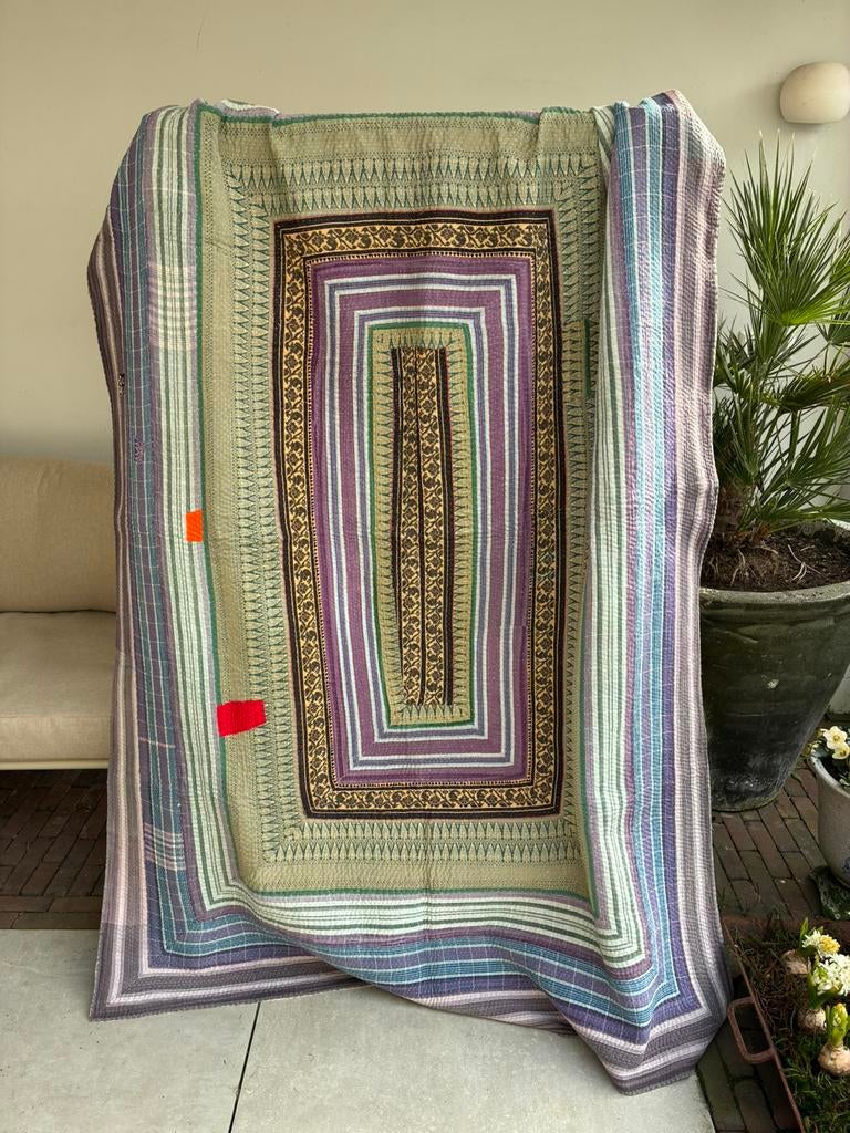 Vintage Kantha Quilt Deken Sari India, Ophalen of Verzenden