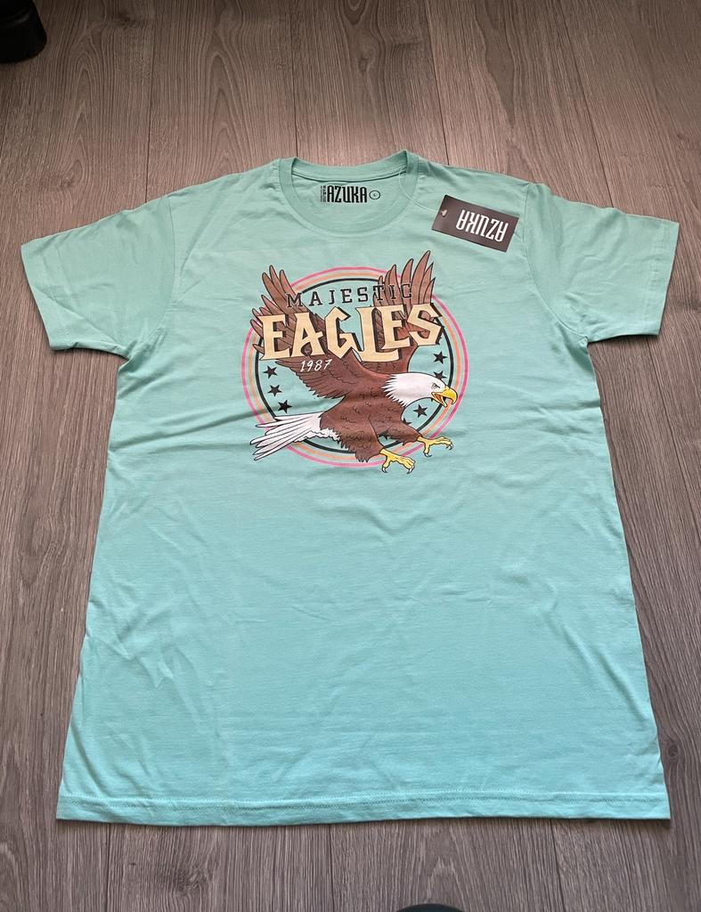 Azuka dames blauw eagles print oversize shirt mt L, Blauw, Maat 42/44 (L), Ophalen of Verzenden, Zo goed als nieuw