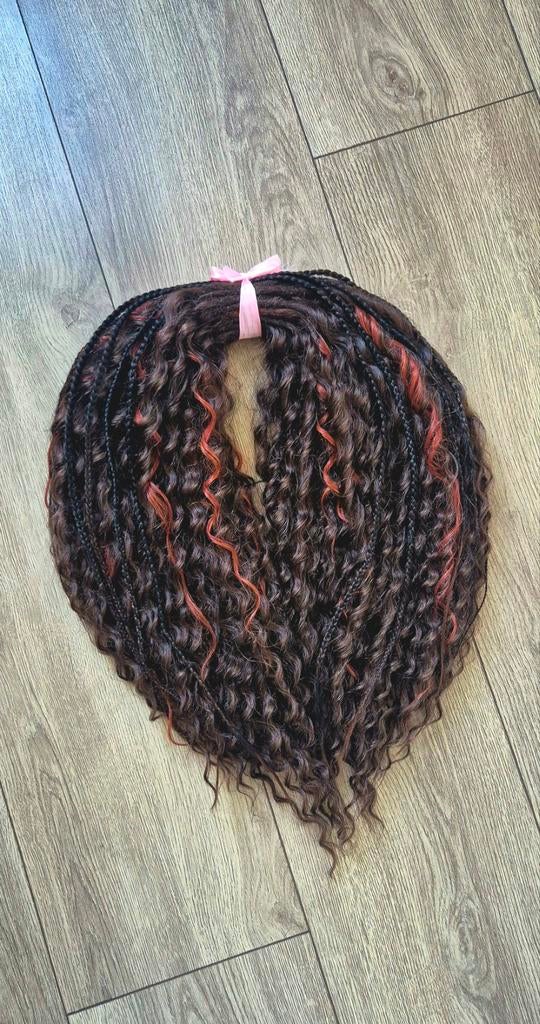 Haarverlenging Krullen met Vlechten - Bruin rood dreadlocks, Ophalen of Verzenden, Zo goed als nieuw, Pruik of Haarverlenging