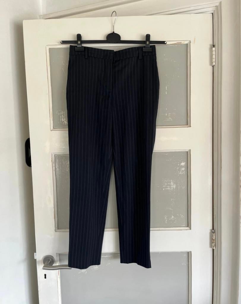 Donkerblauwe pantalon met grijze streep Vanilia maat 36, Blauw, Ophalen of Verzenden, Zo goed als nieuw, Maat 36 (S)