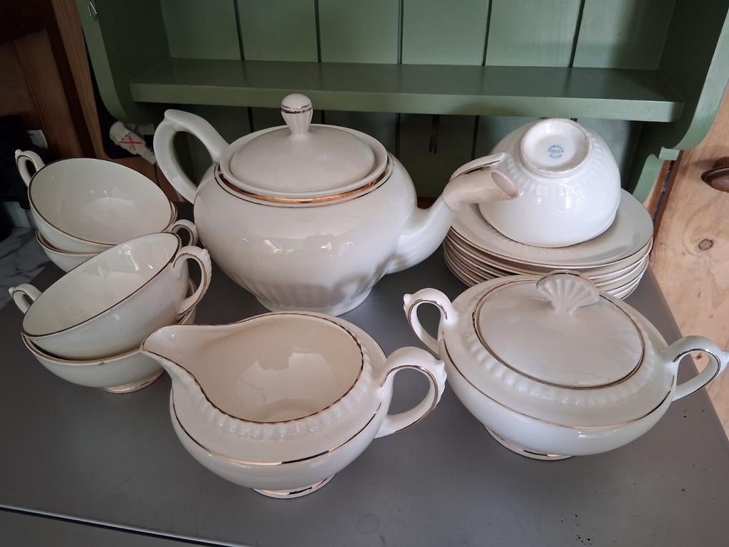 Mosa Maastricht servies theepot suiker en melk kopjes, Ophalen of Verzenden