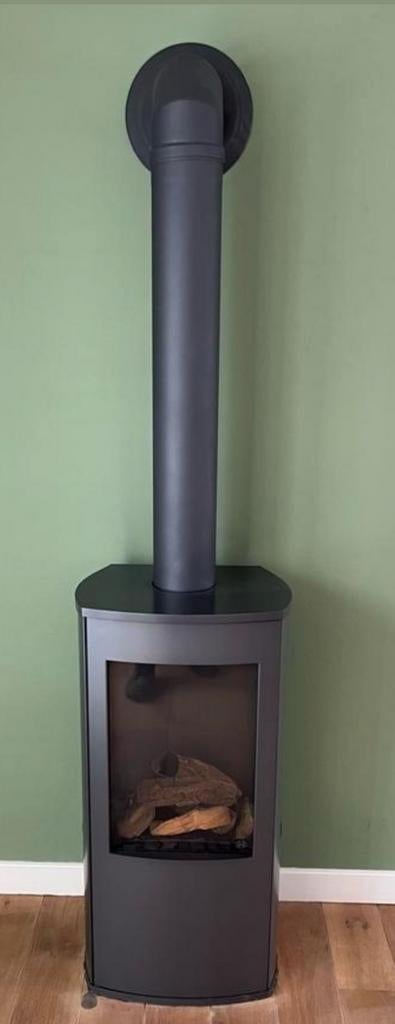 Dru Trio gashaard met bijpassende pijp, Ophalen, Gebruikt, Vrijstaande haard, Gashaard