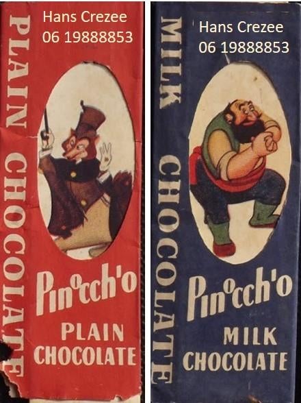 zoek pinocchio milk plain chocolate chocolade wikkel 1940, Verzamelen, Ophalen of Verzenden, Gebruikt, Verpakking