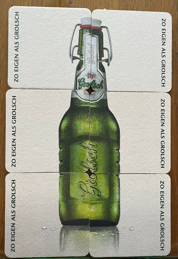 Grolsch Beugelfles Viltjes - Zo Eigen als Grolsch (6 stuks), Verzamelen, Biermerken, Ophalen of Verzenden, Nieuw, Viltje(s), Grolsch