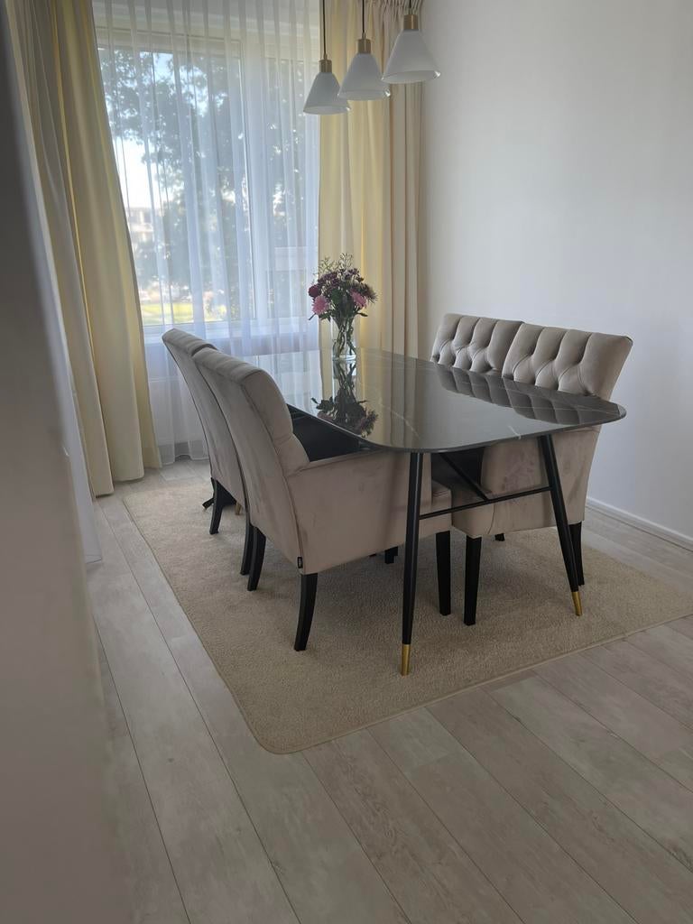 Eetkamertafel eventueel incl. Stoelen, Ophalen, Zo goed als nieuw, 75 m² of meer, Laminaat