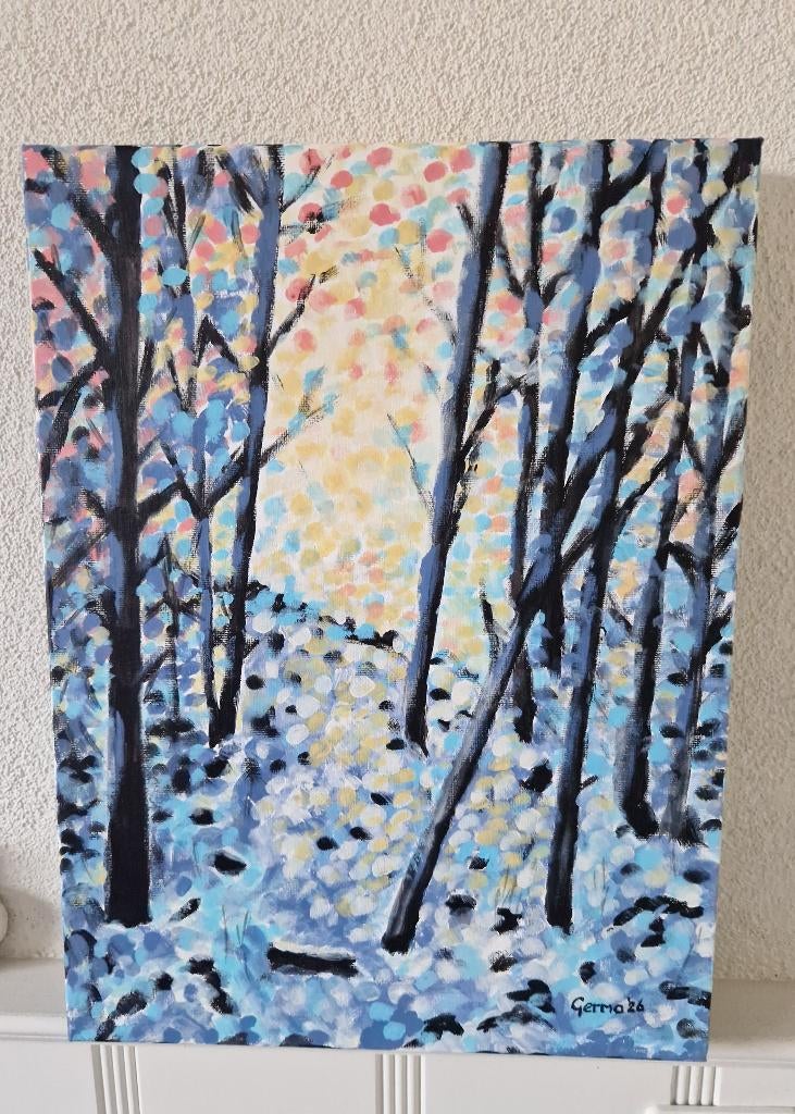 abstract schilderij , zelf geschilderd op doek met acryl, Ophalen