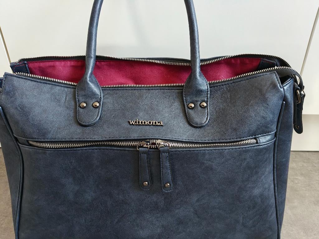 Wimona Laptoptas dames - blauw - 15,6 inch, Computers en Software, Laptoptassen, Ophalen, 15 inch, Zo goed als nieuw, Aktetas