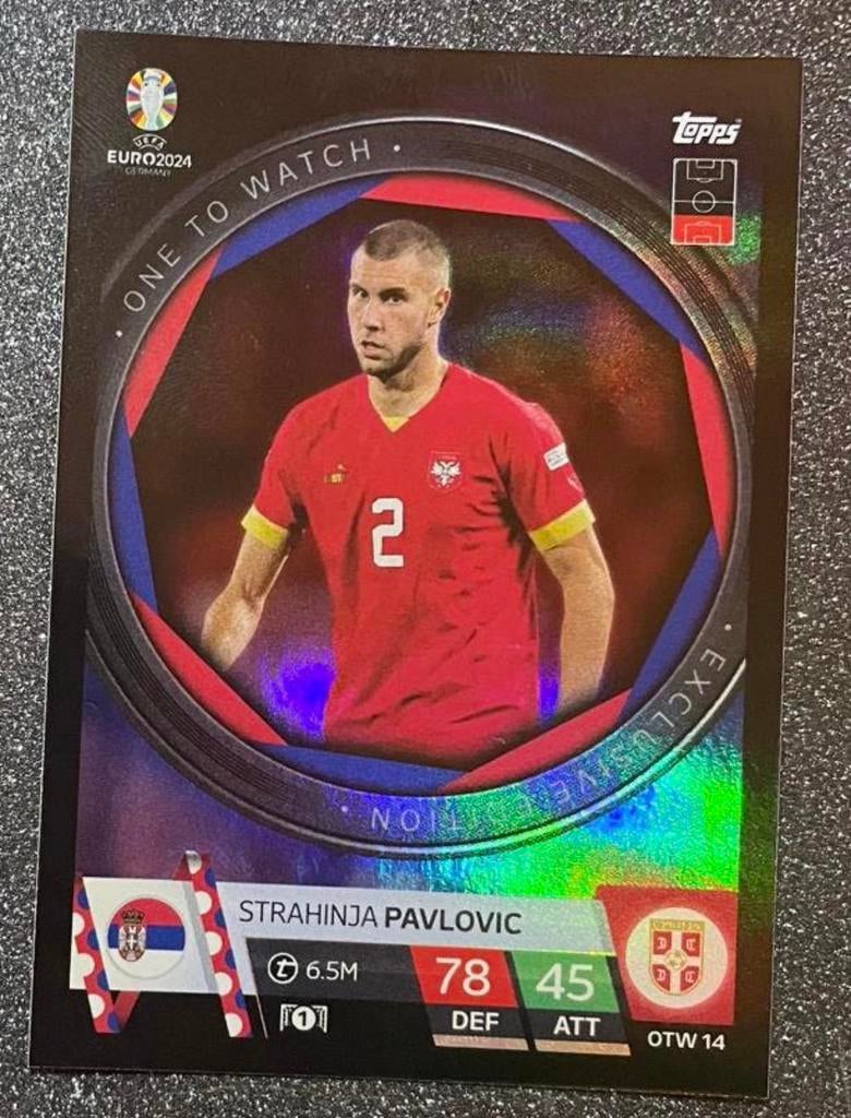 Topps EURO 2024 One to Watch EXCLUSIVE EDITION PAVLOVIĆ, Hobby en Vrije tijd, Stickers en Plaatjes, Verzenden, Zo goed als nieuw