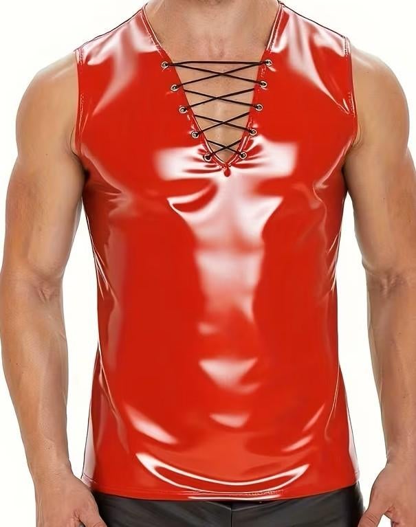 Heren Glanzende Tanktop Verstelbare T-shirts Mouwloos, Verzenden, Nieuw, Overige maten, Overige thema's