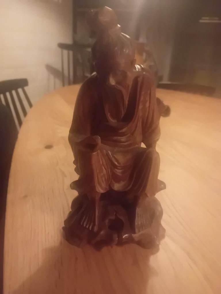 Antieke chinees houtsnijwerk van Shou Lao, Antiek en Kunst, Ophalen of Verzenden