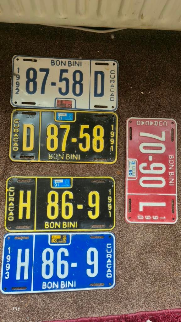 Vintage Kenteken Nummer Borden Uit Curaçao, Ophalen of Verzenden, Gebruikt, Auto's