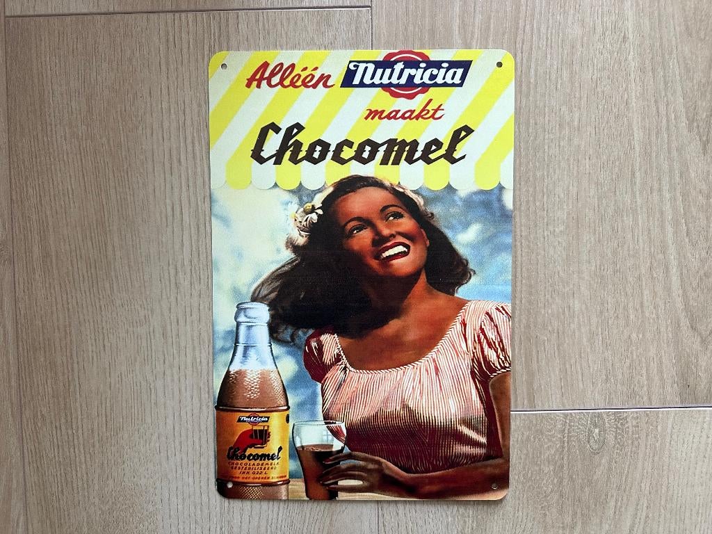 Reclamebord Chocomel 20x30, Verzamelen, Ophalen of Verzenden, Gebruikt, Reclamebord