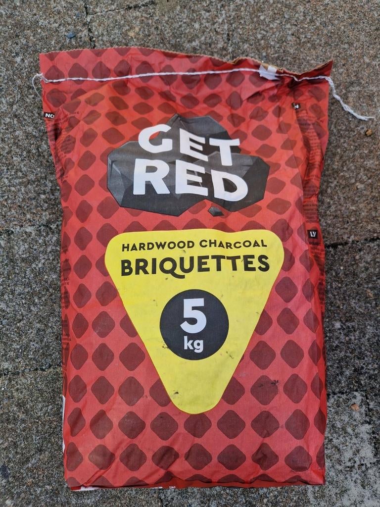 Get Red Hardhout Houtskool Briketten 5 kg, Ophalen of Verzenden, Nieuw, Get Red