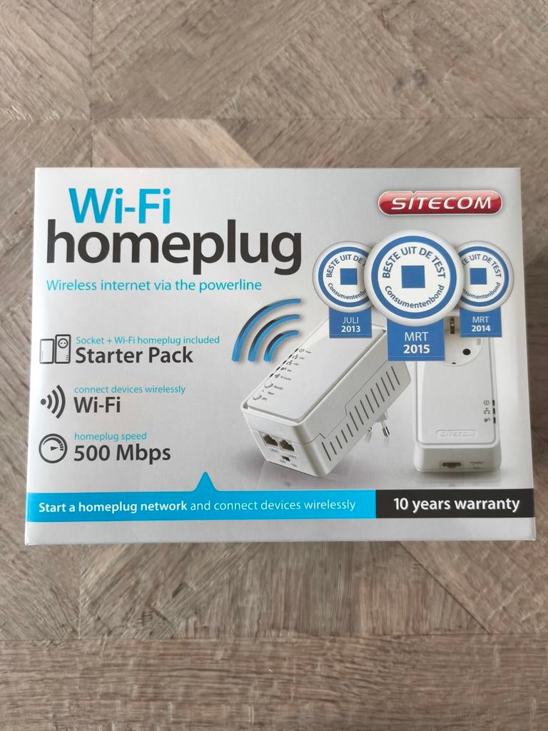 Wifi homeplug Sitecom compleet met doos en toebehoren, Verzenden, Gebruikt, Sitecom