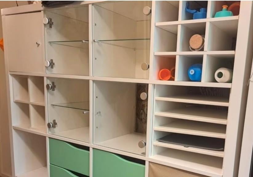 Laatse Kallax vitrine glazen deuren inzet Ikea, Ophalen, Zo goed als nieuw, Vierkant, Glas