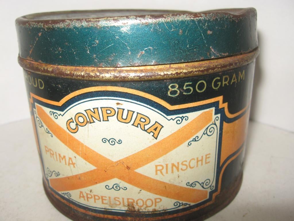 Oud blik Flipje conpura appelstroop 850 gram de Betuwe Tiel, Verzamelen, Blikken, Ophalen of Verzenden, Gebruikt, Overige, Overige merken