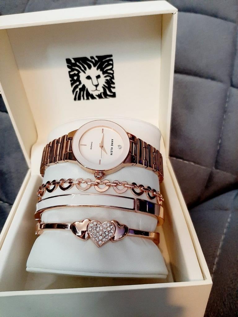 Horloge met armbandenset, Anne Klein, Overige merken, Staal, Polshorloge, Nieuw
