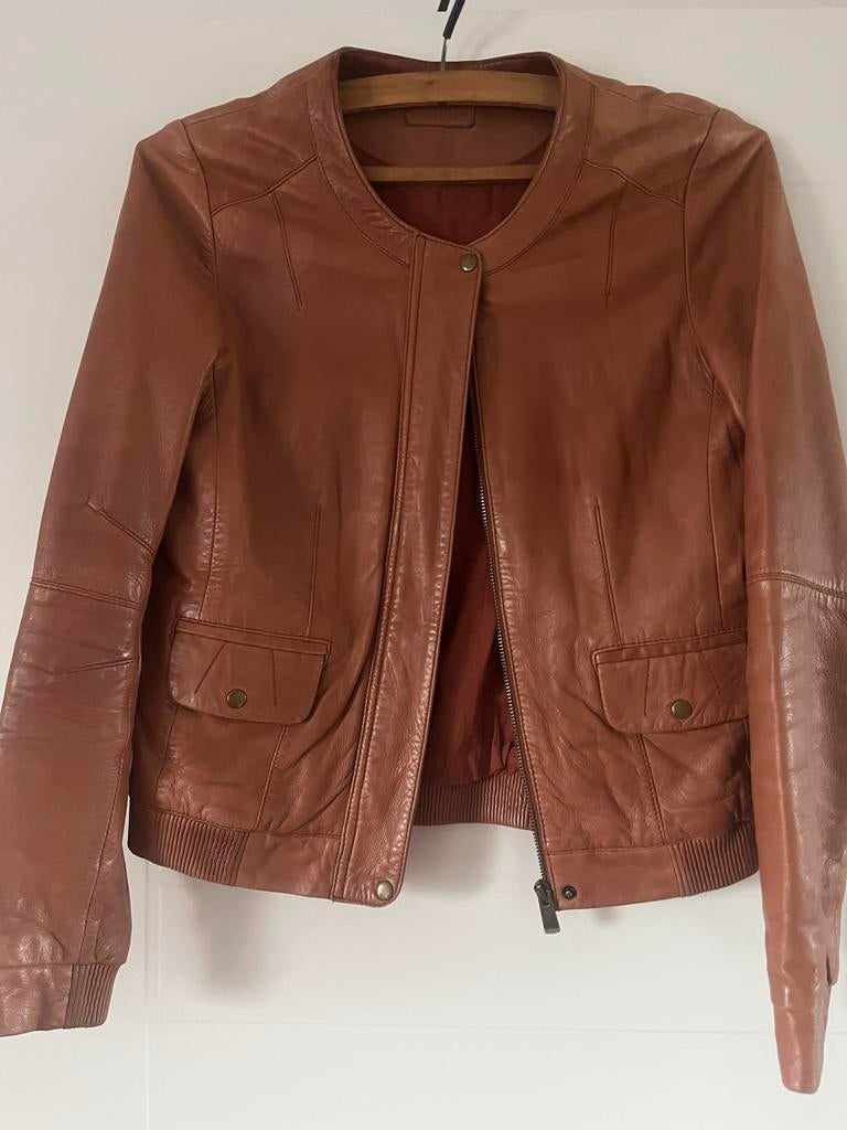 Promod echt leren jasje XS - Zacht leer, zo goed als nieuw, Ophalen of Verzenden, Zo goed als nieuw, Maat 34 (XS) of kleiner, Bruin