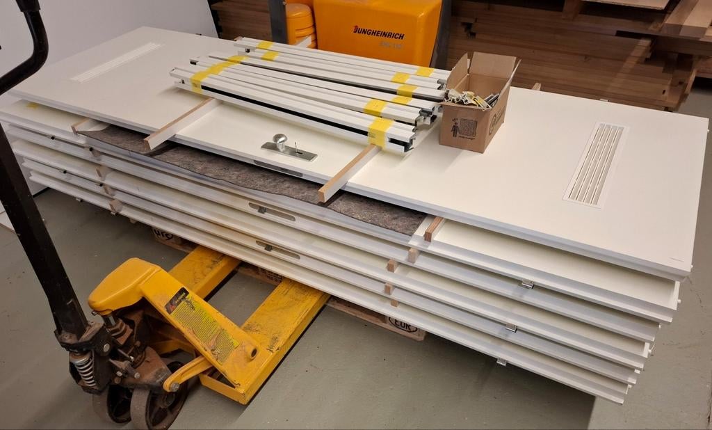 6 Stalen kozijnen met opdek binnendeuren en bovenlicht, Ophalen, 80 tot 100 cm, 215 cm of meer, Binnendeur