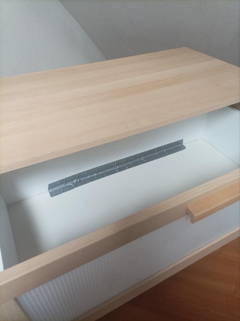 Ladenkast met glazen voorkant en wieltjes, Ophalen, Gebruikt, 50 tot 100 cm, 3 of 4 laden