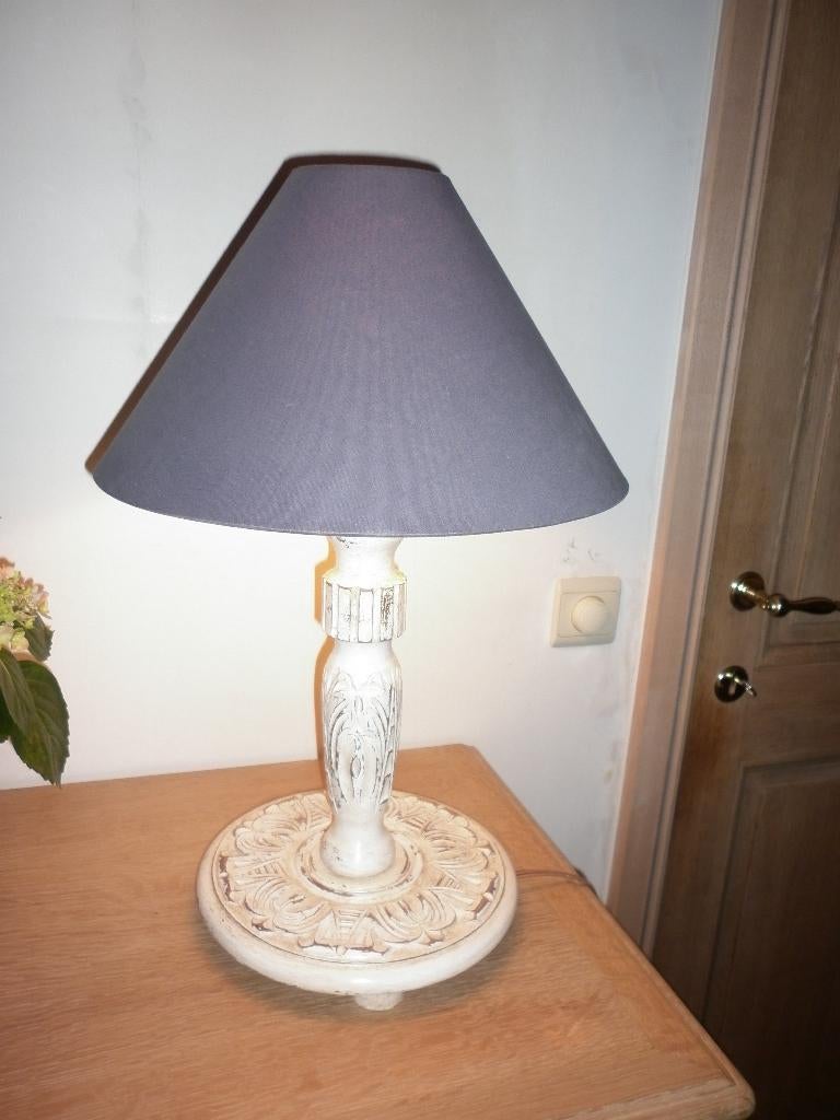 sfeervolle houten tafellamp - shabby chic, Antiek en Kunst, Ophalen of Verzenden